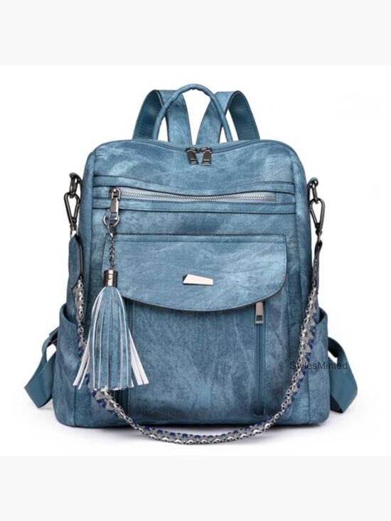 Convertible Faux Leather Backpack Purse with Adjustable Strap main image 5